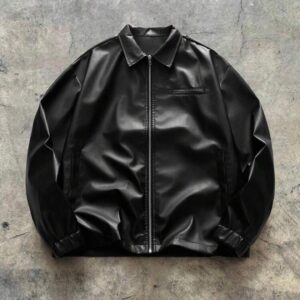 black leather jacket